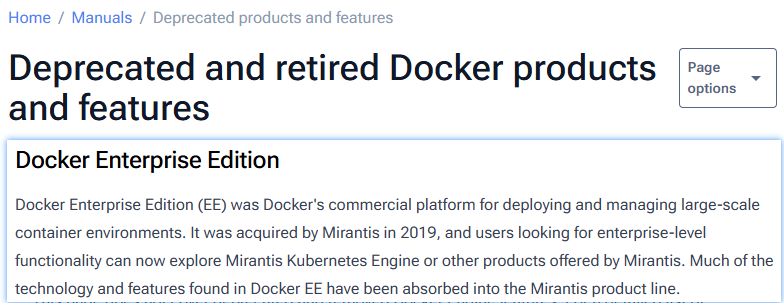 Docker 退役产品说明