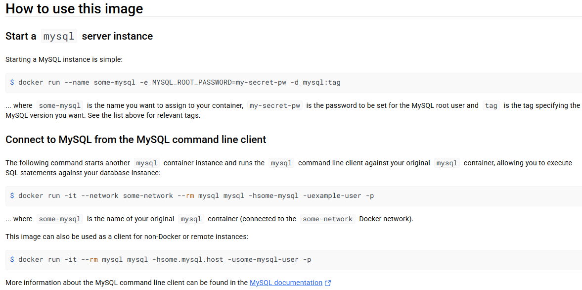 MySQL 官方镜像用法