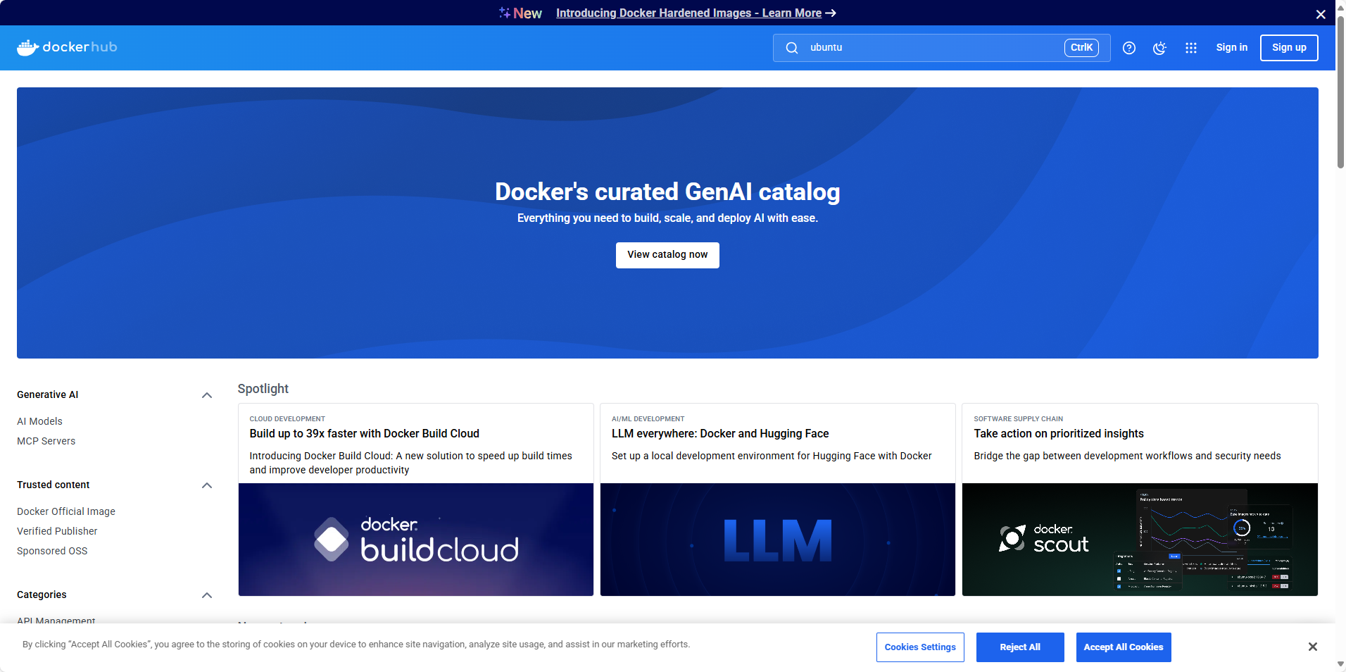 Docker Hub 界面示例