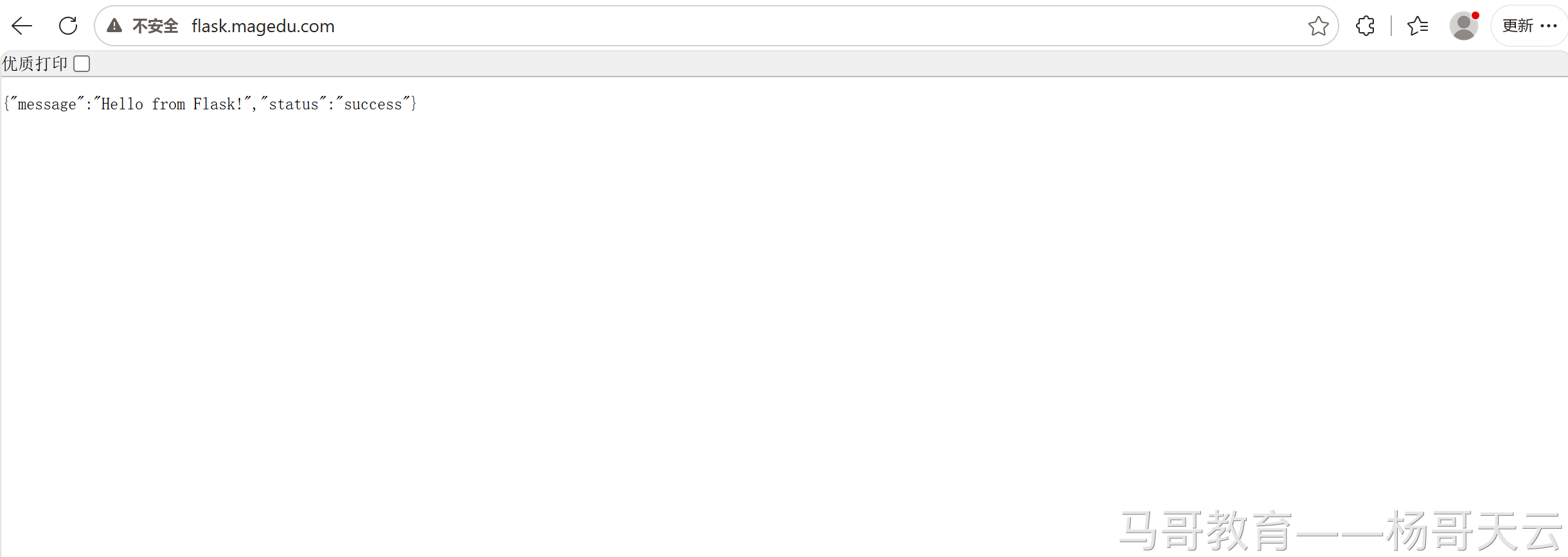 浏览器经 Nginx 访问 Flask 的 JSON 响应