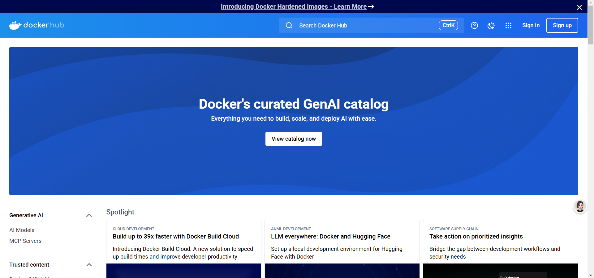 Docker Hub 首页