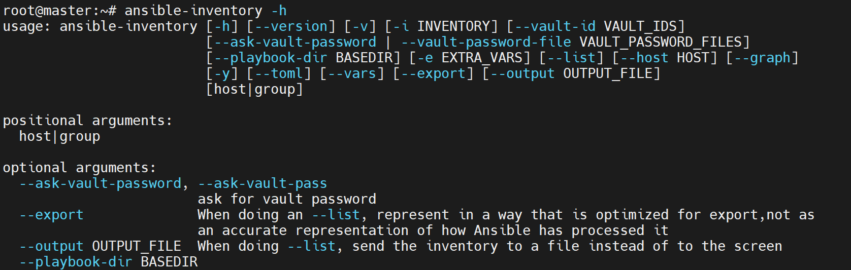 ansible-inventory 帮助
