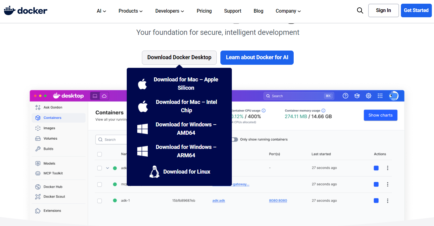 Docker Desktop 下载入口