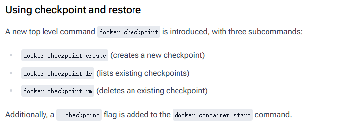 Docker checkpoint 文档